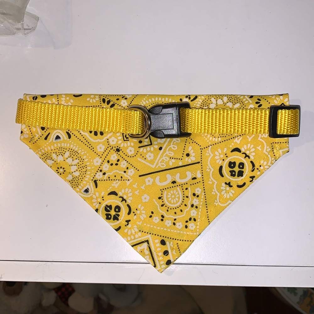 Yellow dog or cat bandana collar